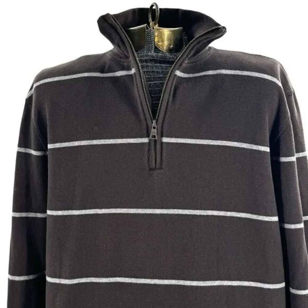 Banana Republic Soft Cotton Blend 1/4 Zip Striped Sweater‎ Men's Medium